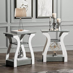 End Tables Living Room Set of 2,Grey End Table with Charging Station,Grey Side Table, Nightstand for Bedroom, 3 Tier End Table with Storage Shelf for Living Room