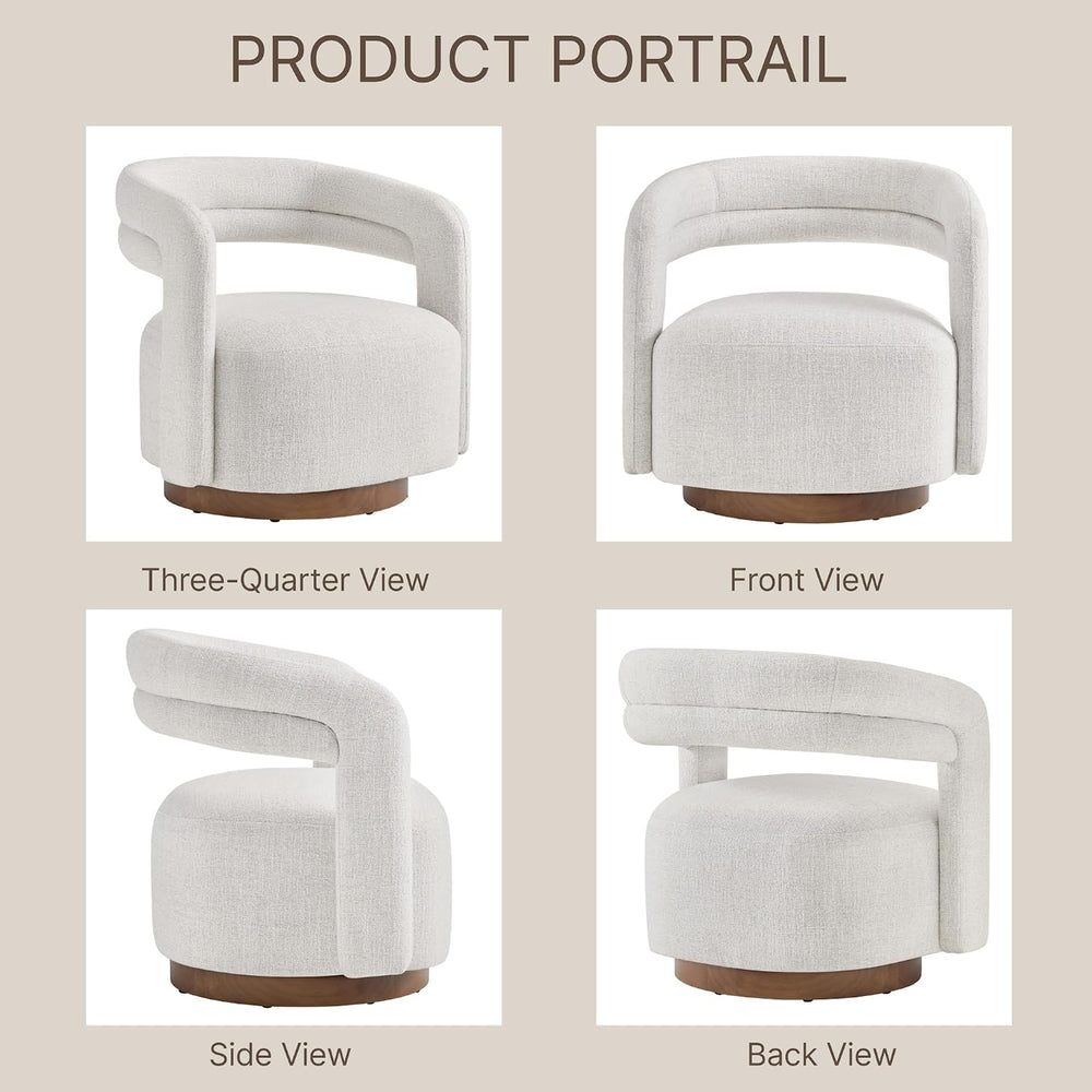 KISLOT, Swivel Accent Chair, Modern Arm Chair with Wooden Base, Wheat, 2PCS |...