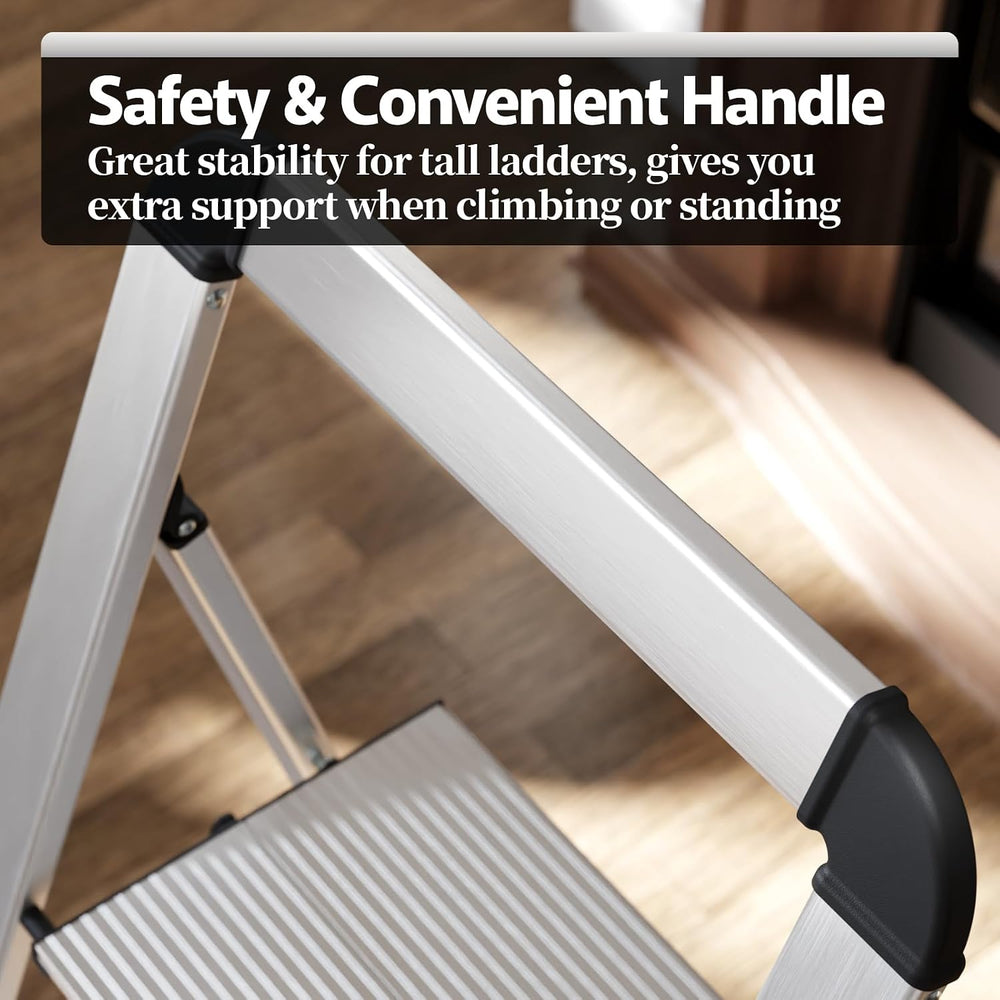 KINGRACK Aluminium 5 Step Ladder, Lightweight Step Stool with Non-Skid Pedals...