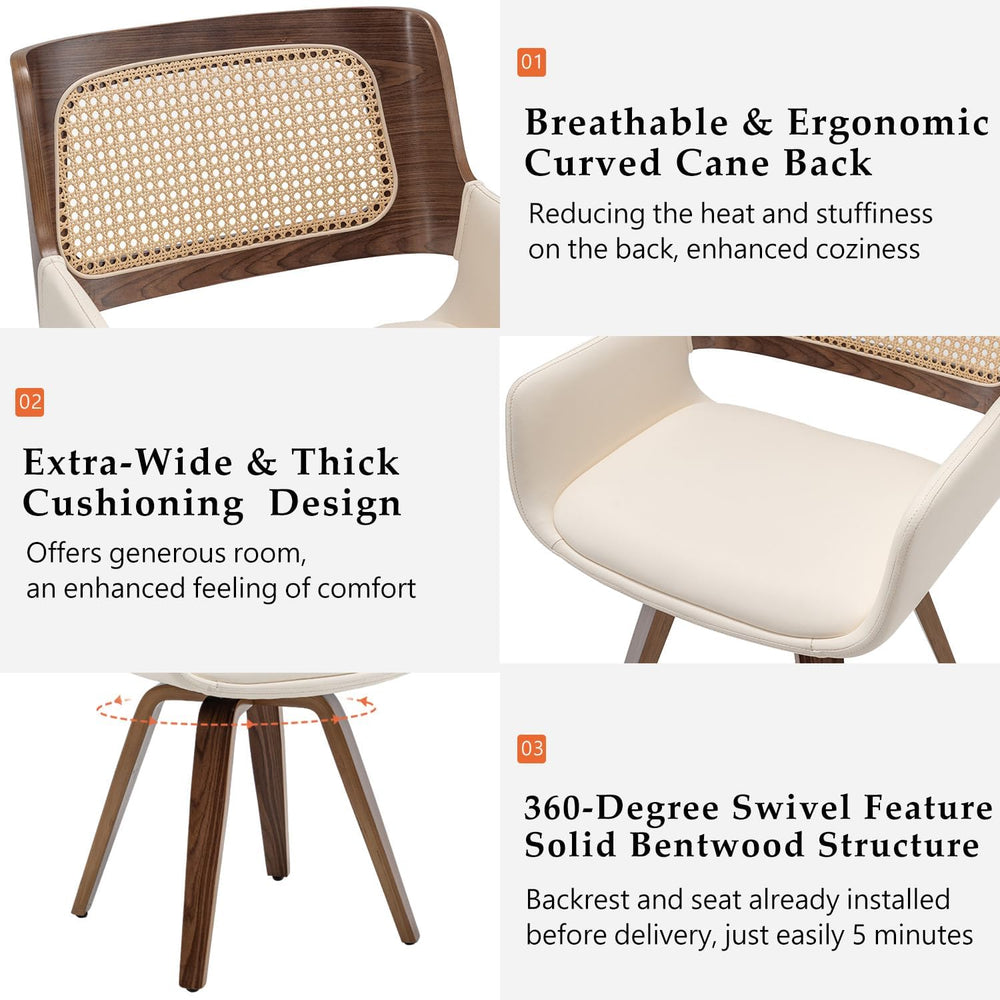 Swivel Dining Chairs - Mid Century Modern Dining Chairs with Curved Arms | Er...