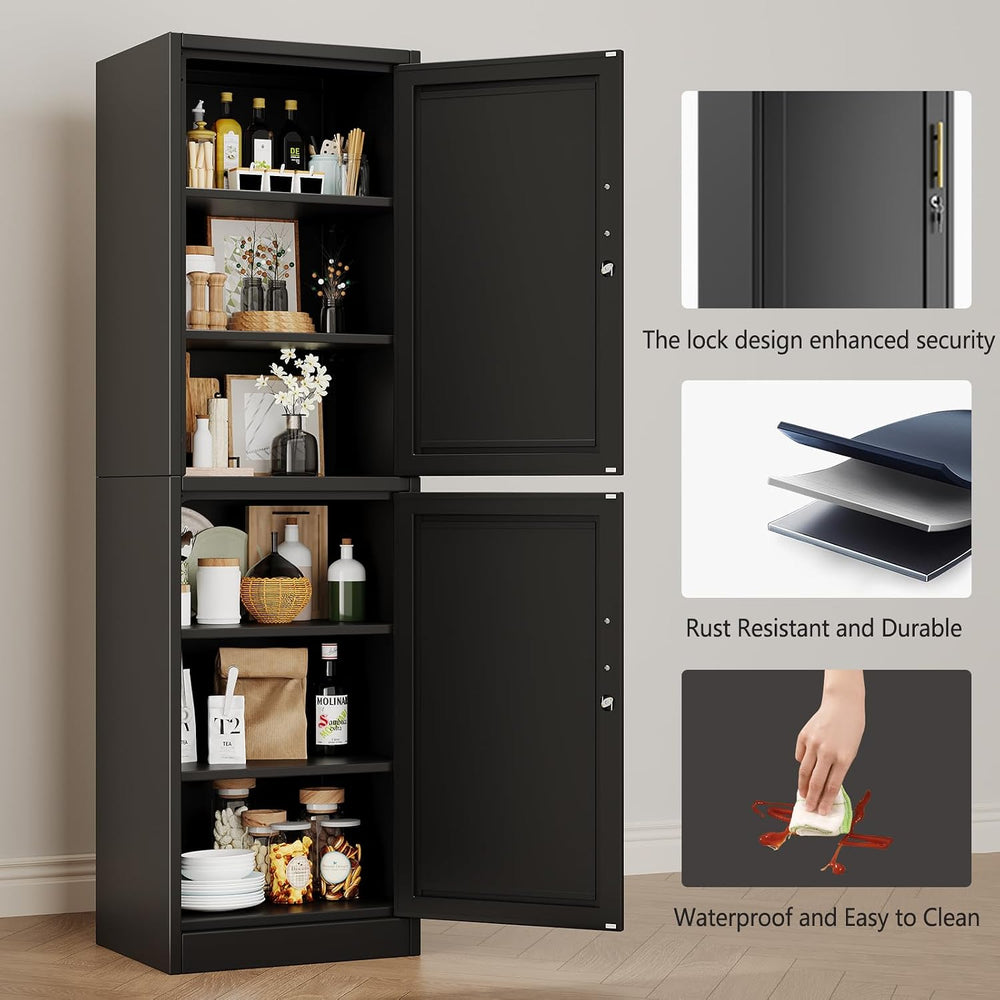 Metal Locker Cabinet with Doors and Shleves, 67" H Tall Narrow Storage C...