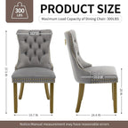Velvet Dining Chairs Set of 6, High-end Tufted Upholstered Dining Chair with Back Ring Pull, Nailhead Trim and Golden Solid Wood Legs, Modern Dining Room Chairs for Dining Room, Light Gray