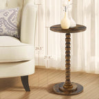 Round Side Table, Small End/Drink Table for Small Spaces, Modern Accent Tables with Solid Wood Leg for Bedroom, Living Room, Corners and Office (Rustic Brown)