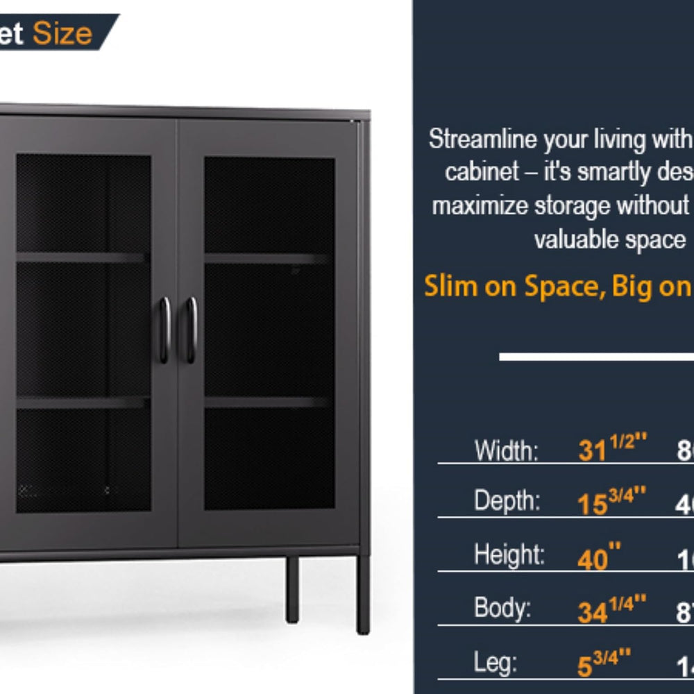QINPTWUT 40" Industrial Storage Pantry, Kitchen Storage Cabinet with Mes...
