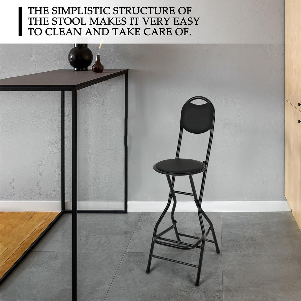 Sintuff 1 Pcs Seat Height 26 Inch Folding Bar Stool with Backrest Leather Pad...