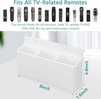 3 Slot Adjustable Remote Control Holder Wall Mount, TV Remote Holder, Self Adhesive Controller Holder, Wall Pen Holder Storage Accessories for Home Office School (White 1Pack)