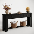 Tribesigns 70.9-Inch Long Console Table with 3 Drawers, Farmhouse Entryway Table with Storage, Rectangular Narrow Sofa Table Behind the Couch, Accent Table for Hallway, Living Room, Entry, Black