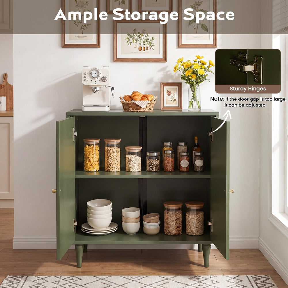 Forest Green Storage Cabinet with 2 Doors and Adjustable Shelf