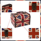 WaaHome Treasure Box 7.1'' British Flag Decorative Wooden Jewelry Keepsake Storage Box with Lids - Vintage Treasure Chest for Kids Girls Women Men, Home Decor