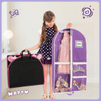 Dance Garment Bag for Hanging Clothes with 3 Zipper Clear Pockets Dance Accessories Essentials Uniform Costume 40 Inch Dress Bags for Dance Competition (Purple White, 1Pack 40")