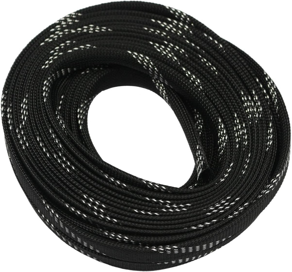 30ft PET Expandable Sleeving Wire Cable Sleeve (1/3", Silver&Black)