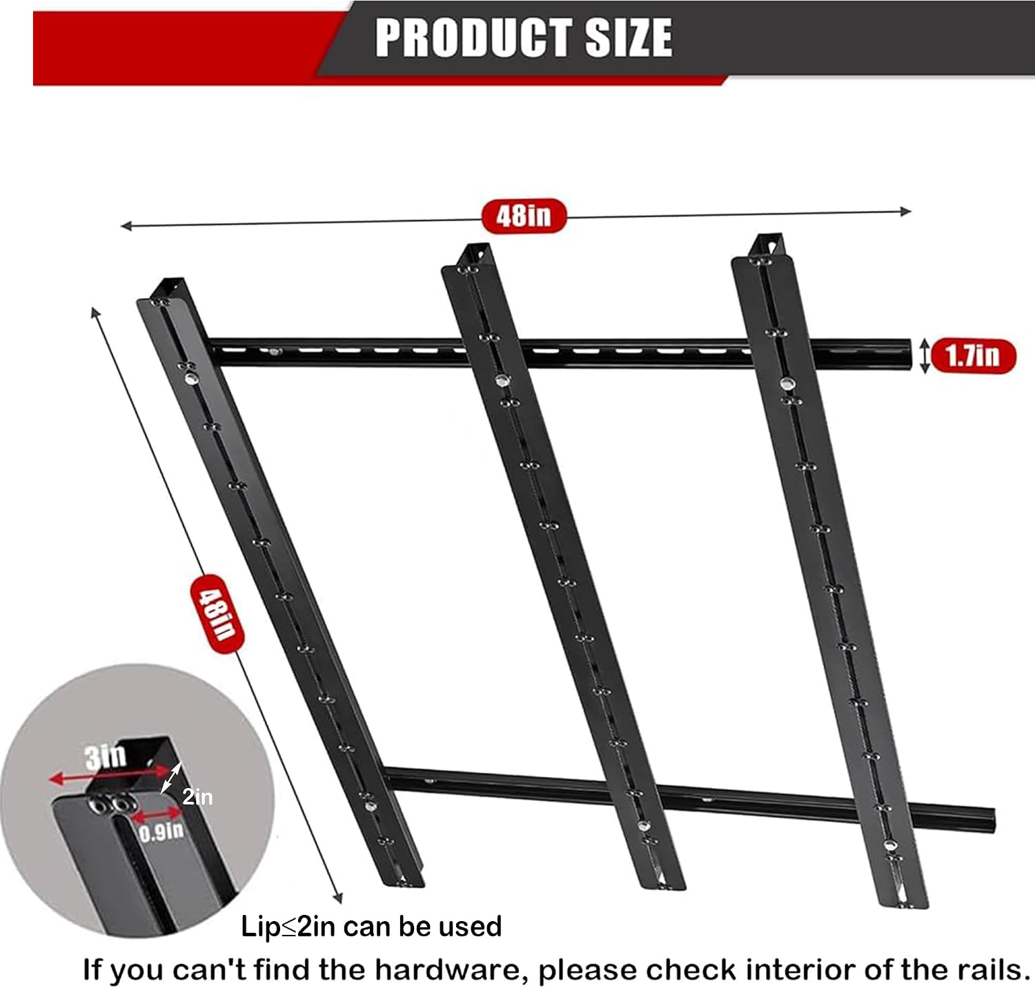Ultrawall Overhead Garage Storage Racks, Adjustable Garage Ceiling Storage Rack, Heavy Duty Garage Organizer Hanging Storage Rack for Most Storage Bins/Totes/Container, 48" x 48"