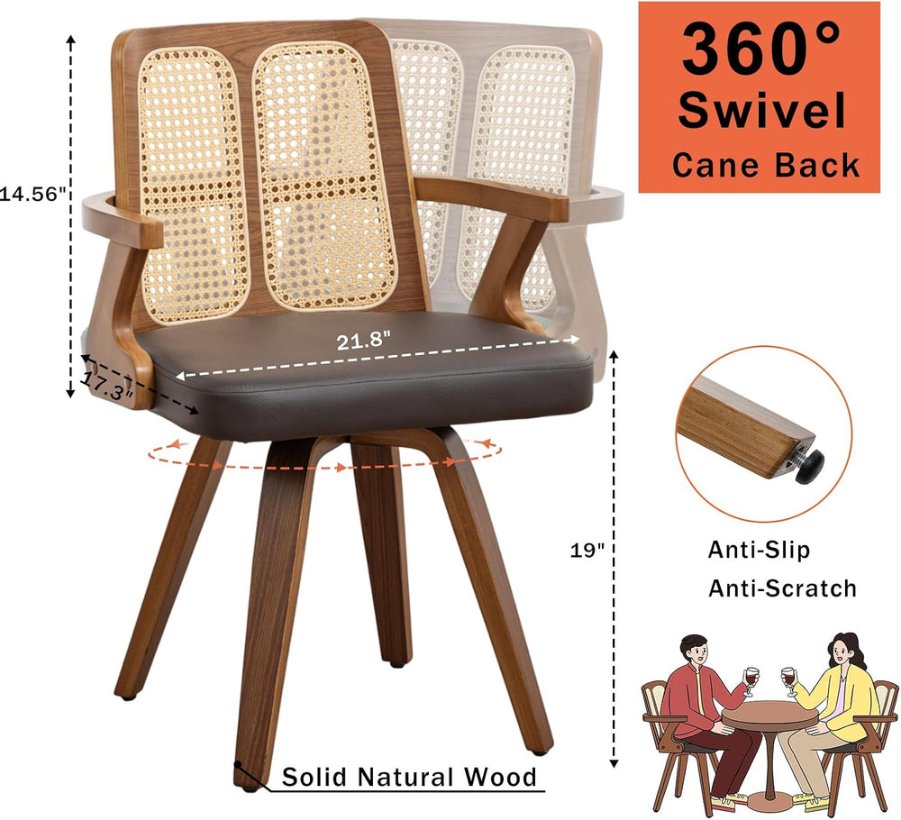 Walnut Dining Chairs - Swivel Rattan Dining Chairs with Bentwood Frame with E...