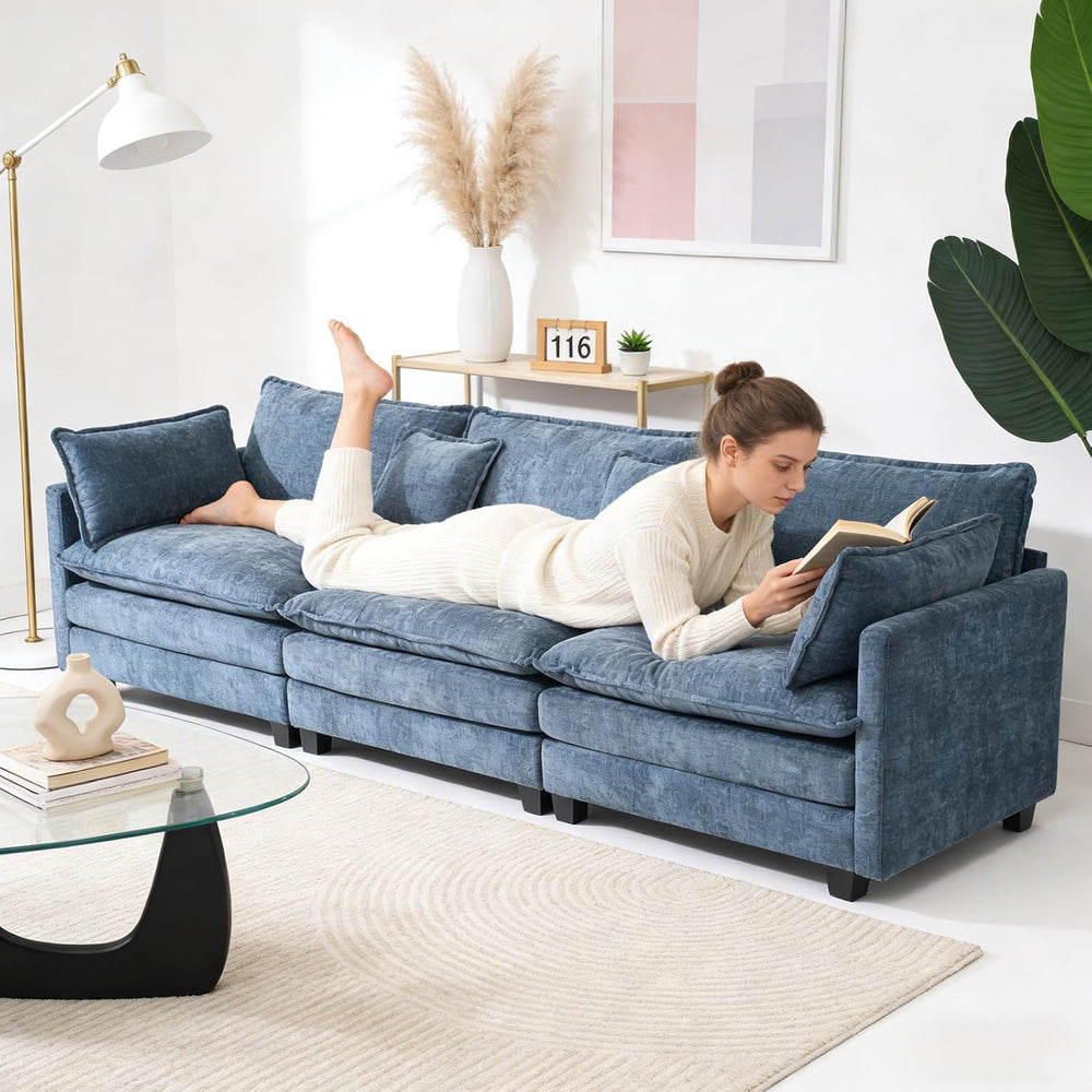 Redlife 78" Modular Sectional Loveseat Sofa with Ottoman
