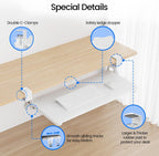 NearHub Large Keyboard Tray Under Desk Slide Out with Extra Sturdy C Clamp Mount System,26'' (30'' including Clamps) x11 Slide-Out Keyboard Drawer Under Desk for Typing,Keyboard Mouse Tray,White