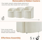 Upholstered Dining Chairs with Casters, No Assembly Rolling Modern Dining Room Chairs with Hidden Storage & Barrel Backrest, Accent Chair for Bedroom, Living Room, Dressing, Linen, Set of 4