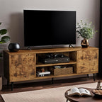 YESHOMY Modern TV Stand for 65" Television, Entertainment Center with Two Storage Cabinets, Retro Style Media Console for Living Room, Bedroom, Office, 58 Inch, Rustic Brown