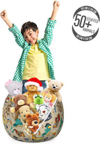 Ambesonne Pirates Storage Toy Bag Chair, Cheerful Sketch Cartoon Pattern with Adventurous Sea Travel Piracy Theme Elements, Stuffed Animal Organizer Washable Bag, Small Size, Tan White
