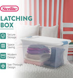 Sterilite Latching Box with Lids for Home and Office, 64 Quart, 12-Pack | Heavy-Duty and Stackable Plastic Containers with Latches for Closet, Cabinet, Bedroom, Bathroom and Dorm Room Organization