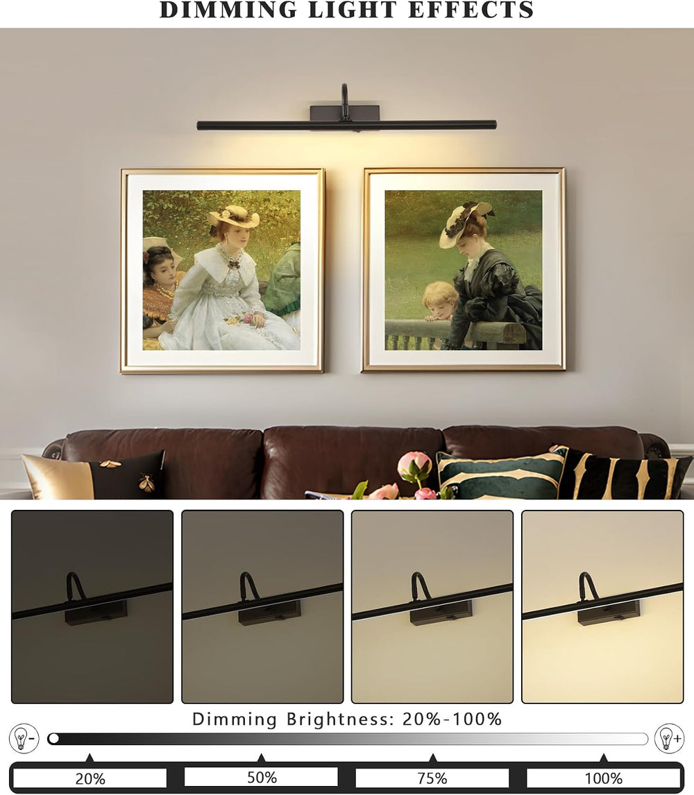 Black Picture Light, 24inch Wireless Picture Lights for Wall Rechargeable, 10...
