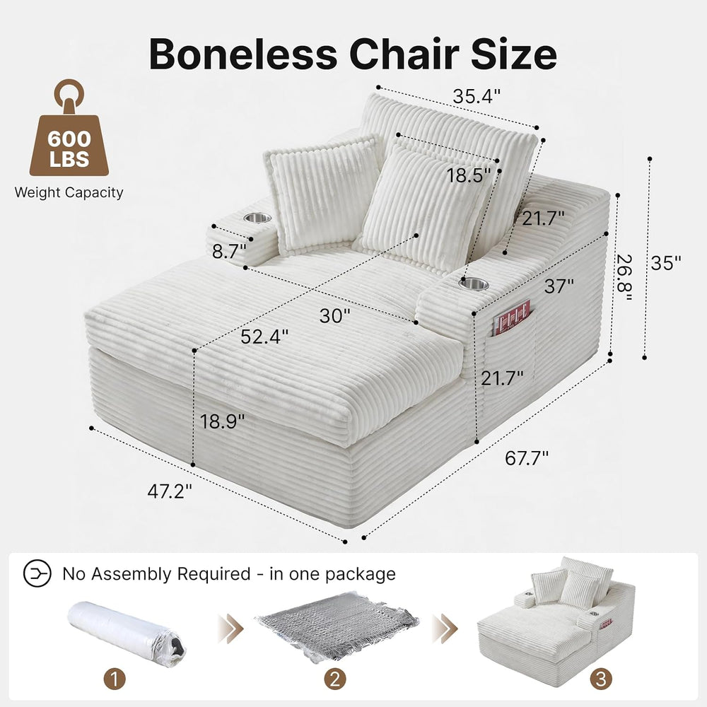 Oversized Chaise Lounge Chair Indoor, Upholstered Sleeper Sofa Bed | Couch wi...