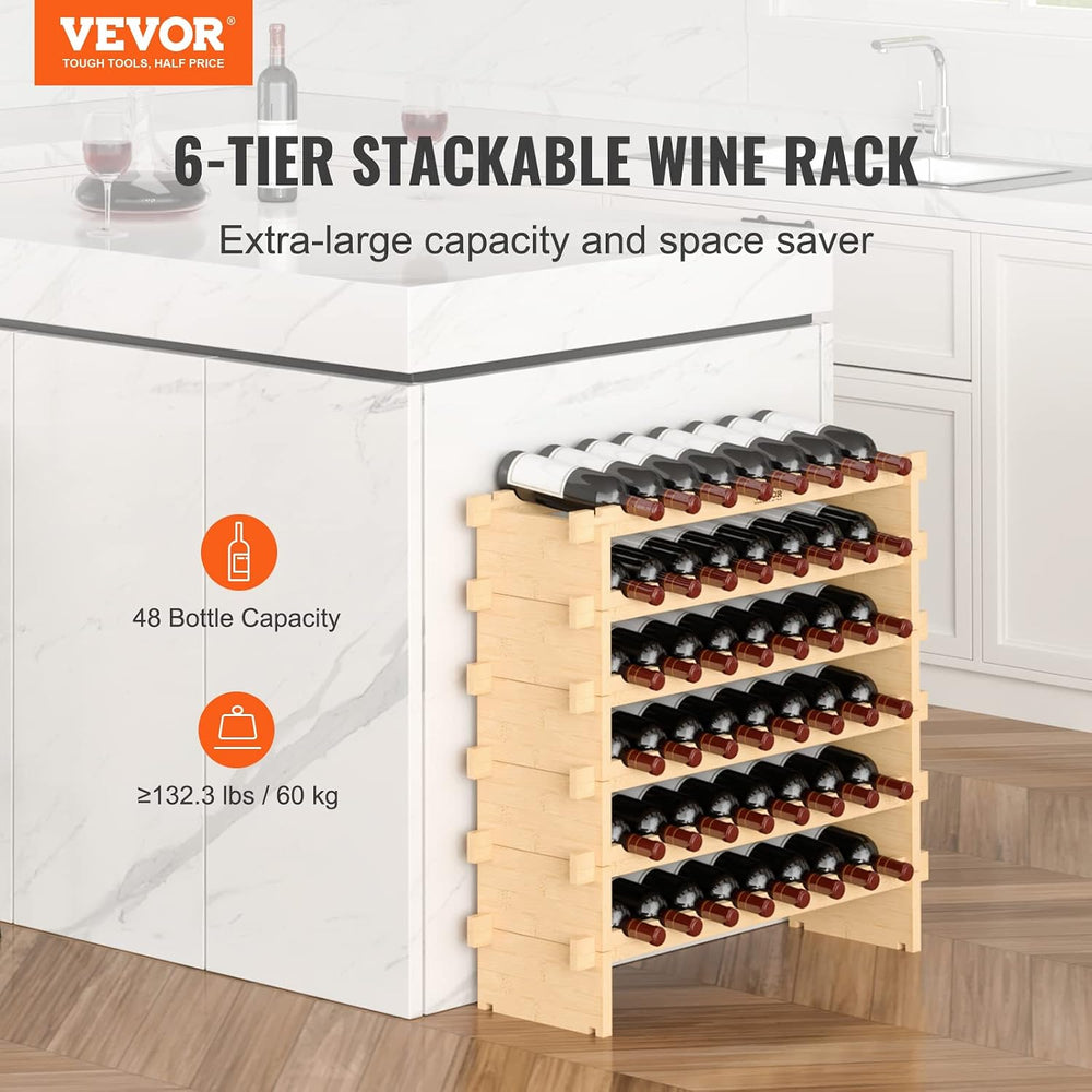 VEVOR 8-Tier 72 Bottles Stackable Modular Wine Rack, Freestanding Wines Holde...
