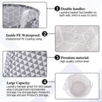 Patelai 3 Pieces Large Laundry Hamper Round Collapsible Organizer Storage Bin Waterproof Foldable Dirty Clothes Laundry Basket for Home Bathroom(Geometric)