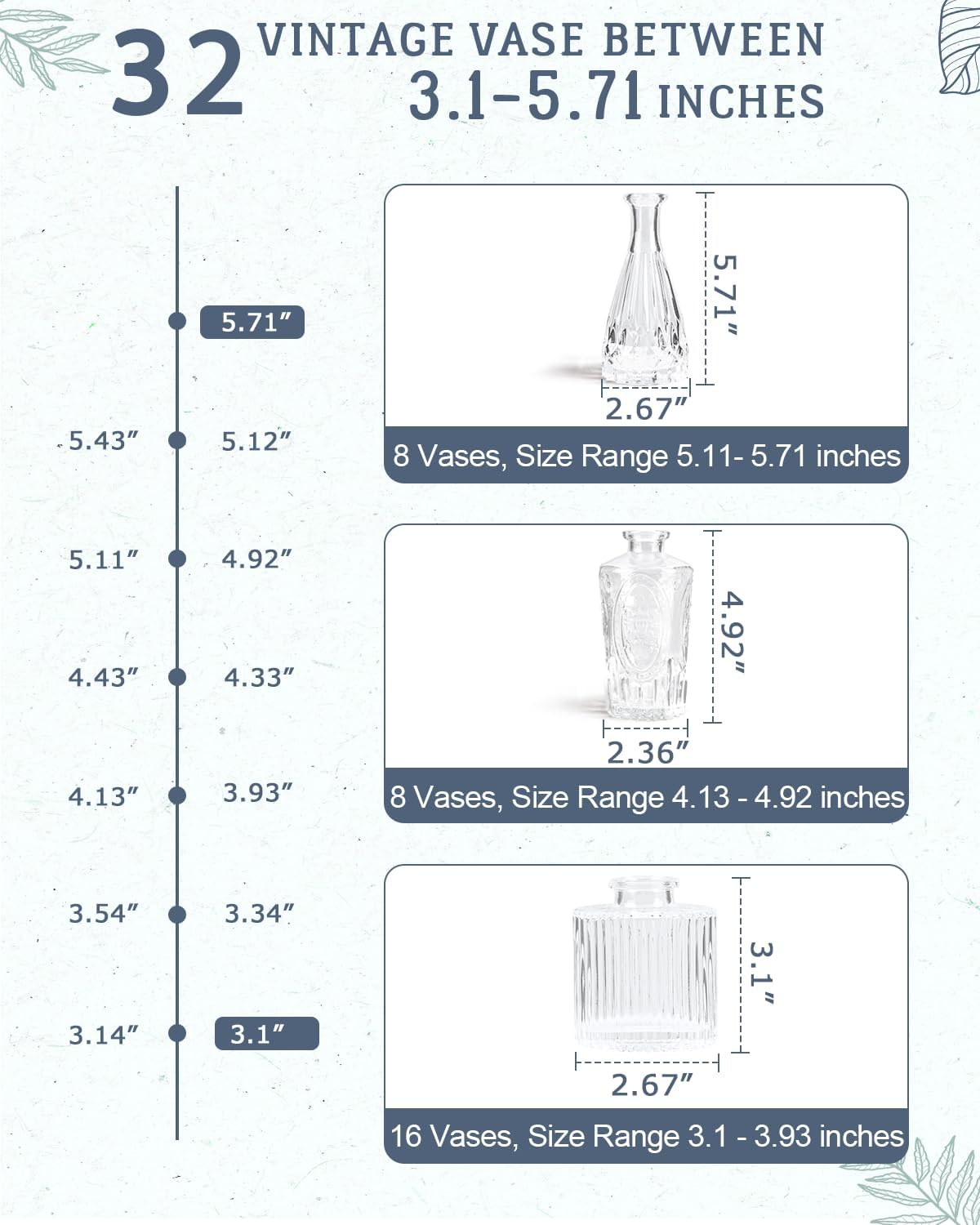 Bud Vases Set of 32 PCS, Small Flower Vases for Table Centerpieces, Mini Vases for Single Stem Flowers, Glass Vases for Centerpieces, Wedding & Home Decor, Clear