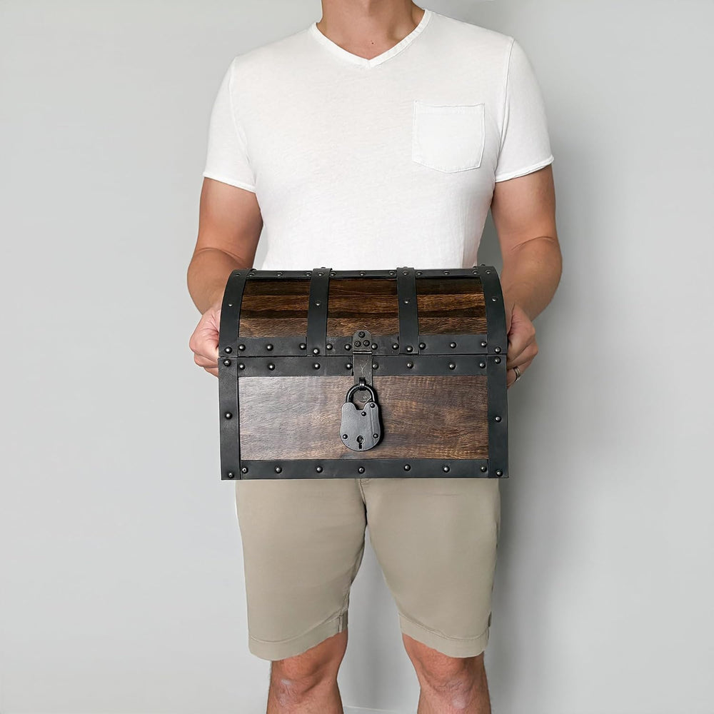 Nautical Cove Handmade Wooden Treasure Chest Storage Box – Deluxe Design with...