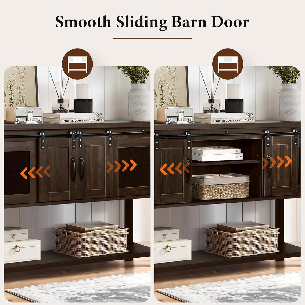 4ever2buy Farmhouse Coffee Bar Cabinet with Sliding Barn Door, 47", Brown