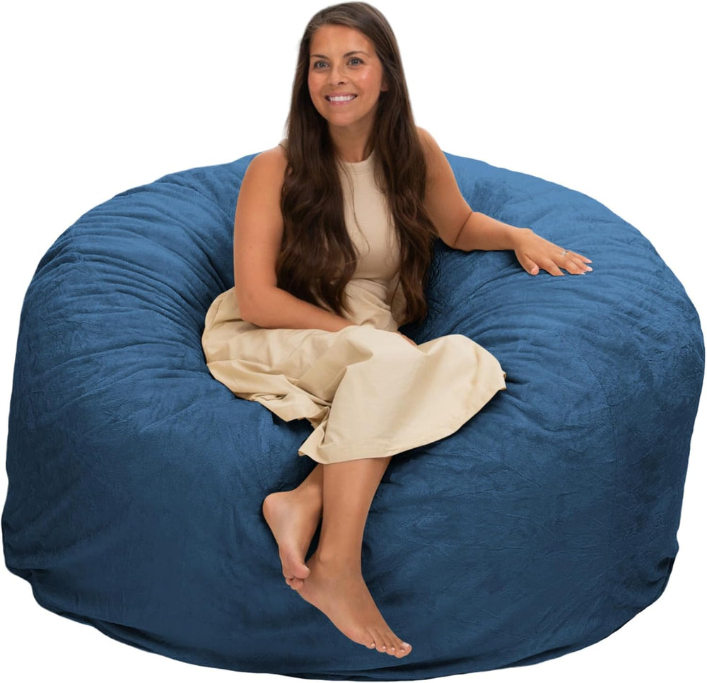 Ultimate Sack 5000 5-Foot Bean Bag Chair, Cloud Fur Cover – Oversized Foam Lo...