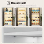 Display Cabinet with Doors and Adjustable Shelves, 65" Tall Bookcase with LED Lights/Human Sensor, 5 Tier Display Case for Collectibles Bedroom Living Room Office, White