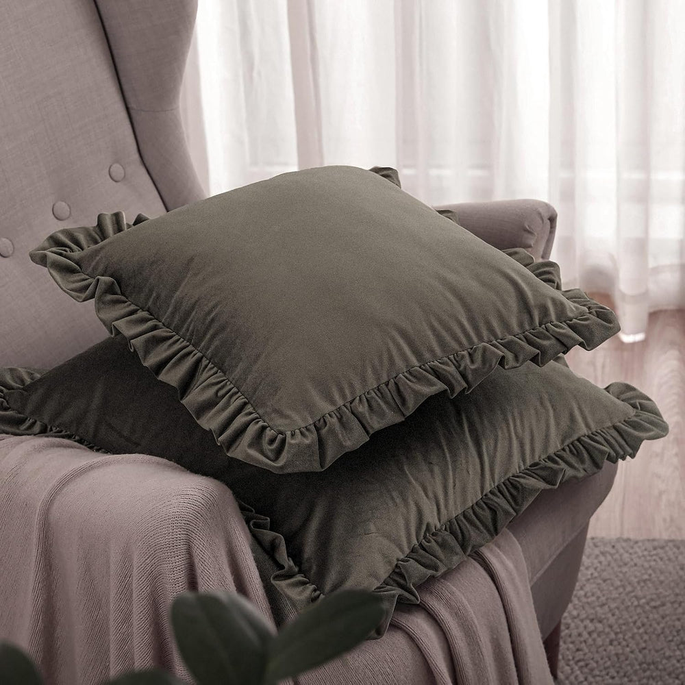 ISAENNE Designer Elegant Velvet Solid Throw Pillow Cover,Set of 2,18"x18...