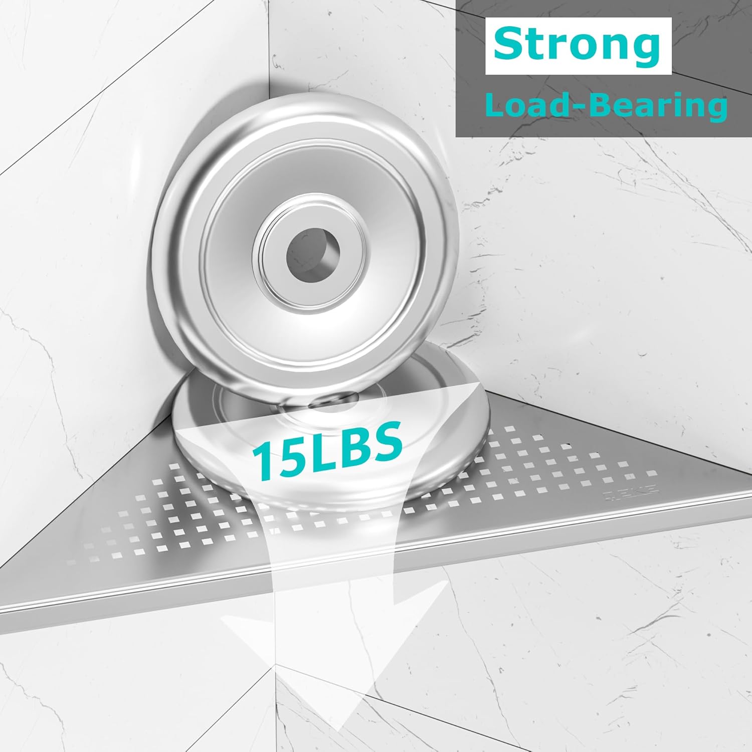 Bathroom Corner Shelf, Recessed 12" Shower Shelf Caddy, SUS304 Stainless Steel Shelf Wall Mount Triangular, No Drilling, Brushed Nickel