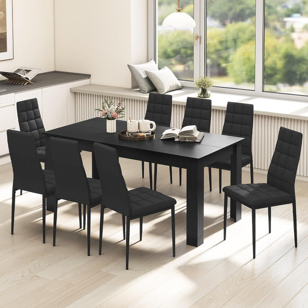 GIANTEX 9-Pieces Dining Table Set for 8, 63" Table, Padded Seat & Ba...