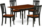 East West Furniture MZAV5-BCH-W 5 Piece Dinette Set for 4 Includes a Rectangle Dining Room Table with Dropleaf and 4 Dining Chairs, 36x54 Inch, Black & Cherry