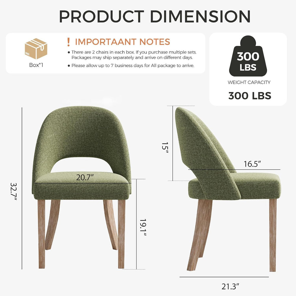Wooden Dining Chairs Set of 4, Green Chenille Kitchen Dining Chairs | Modern ...