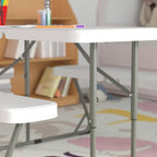 EMMA + OLIVER 4.93' Kids Folding Activity Table for Classrooms and Home, Heavy-Duty Rectangular Plastic Classroom Table for Kids, White
