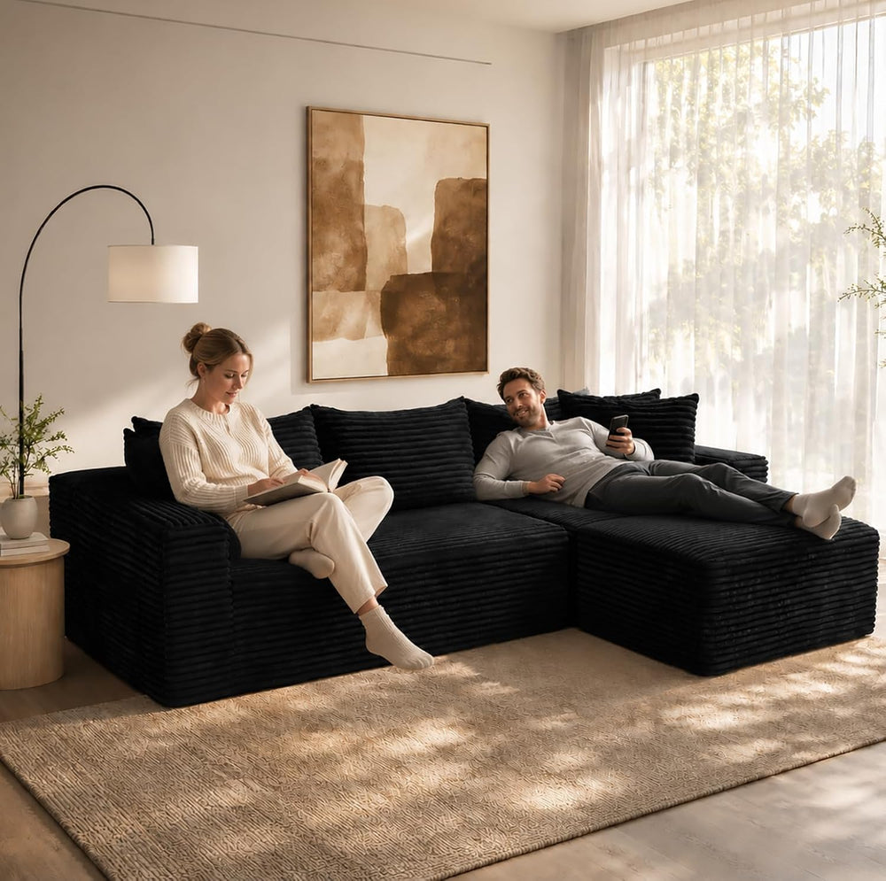 108" Modular Sectional Cloud Couch for Living Room Deep Seat L Shapes Co...