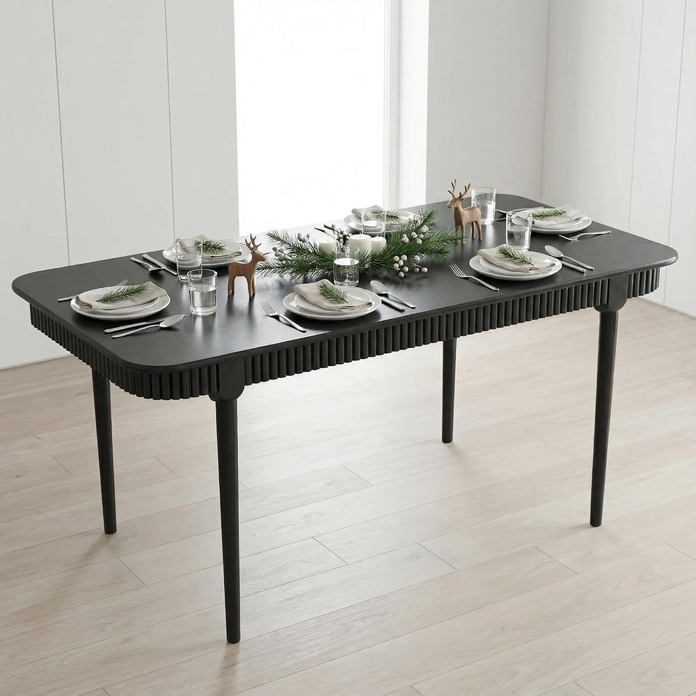 LukeAlon 63-inch Solid Wood Dining Table for 4-6, Mid-Century Modern Kitchen ...