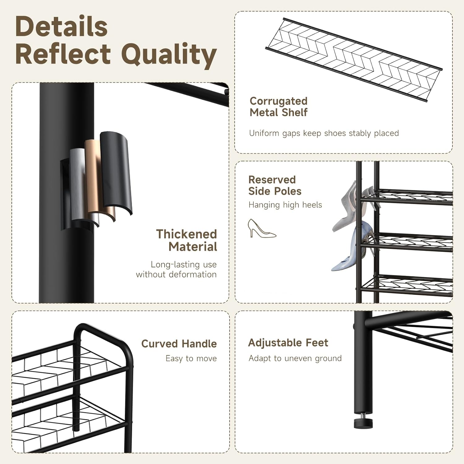 Shoe Rack,Long Shoe Organizer for Closet,4 Tier Shoe Storage for Entryway | Wide Sturdy Metal Free Standing Shoe Shelf