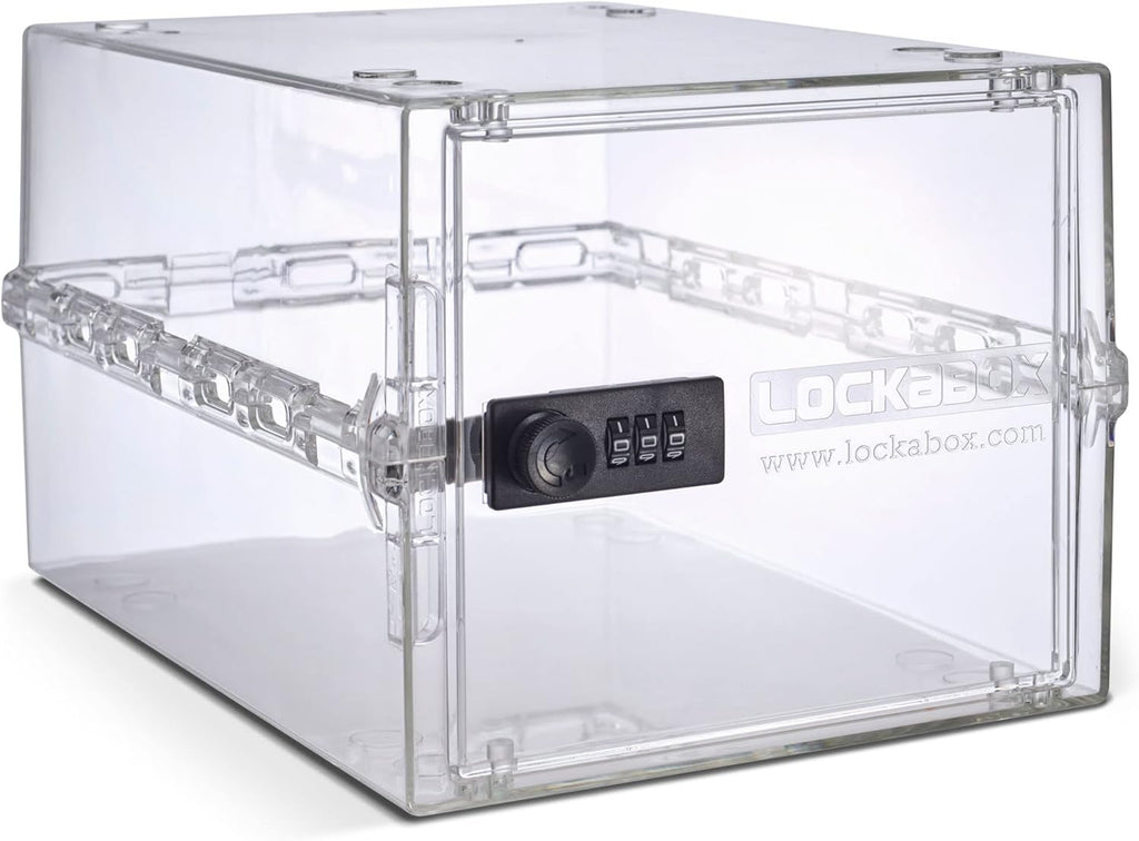 Lockabox One™ | Premium Lock Box | Medium Combination Lock Box For Food, Medicine & Home Safety | External Size 12 x 8 x 6.6 inches (Crystal)