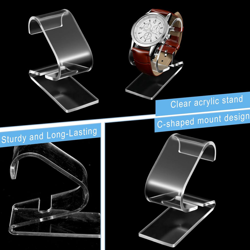 Prasacco Clear Watch Display Stand, 2Pcs Single Watch Holder Organizer Acrylic Watches Holders Display Rack Jewelry Holders Stand for Bracelet Jewelry Storage