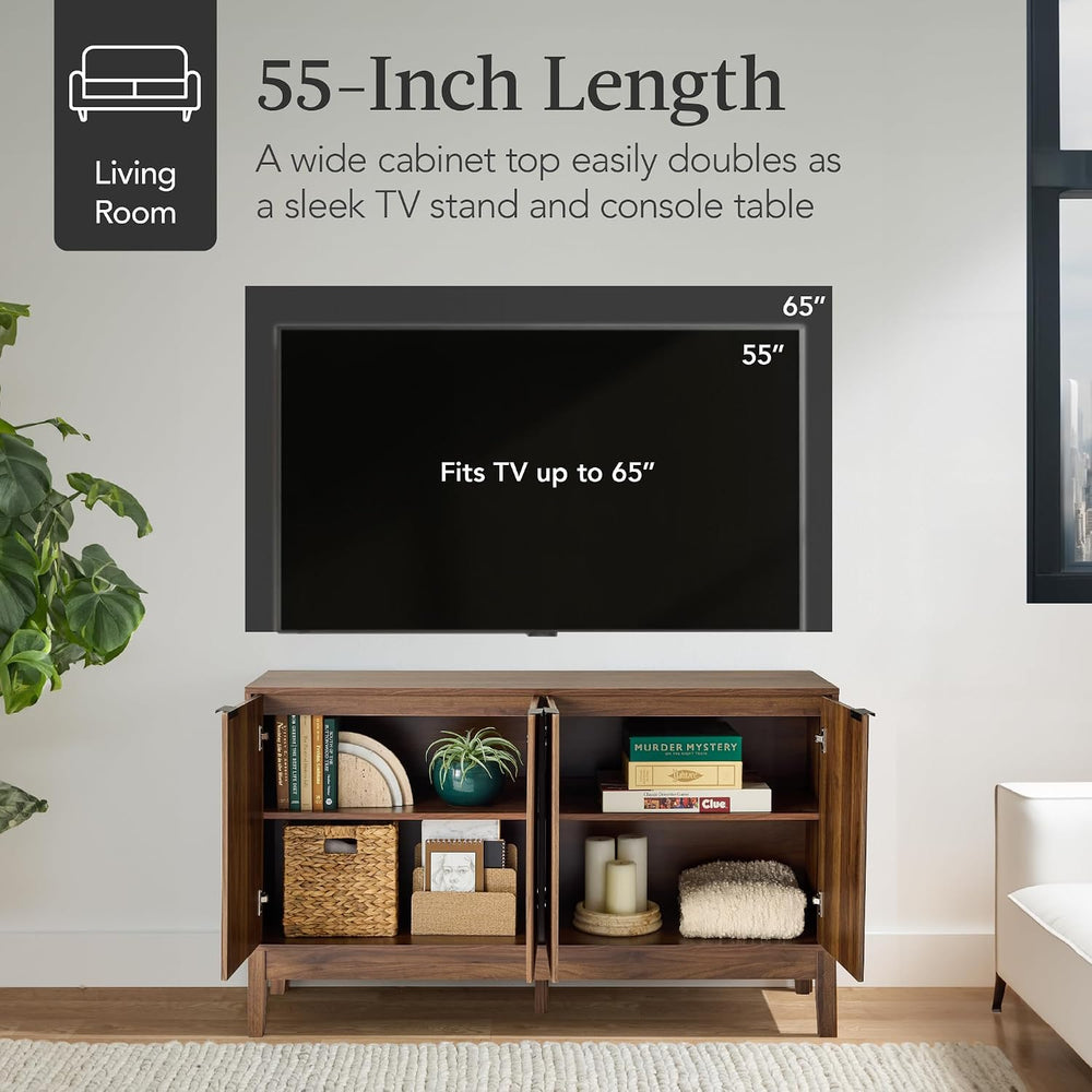 Best Choice Products 55" Modern 4-Door Sideboard Storage Cabinet, Buffet...