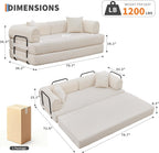 GarveeHome 79" Convertible Sleeper Sofa Bed Couch, 4-in-1 Boneless Corduroy Folding Sofa Bed with Pillow & Fixed-Shape, Floor Mattress Couch Loveseat for Living Room Apartments - No Assembly, Beige