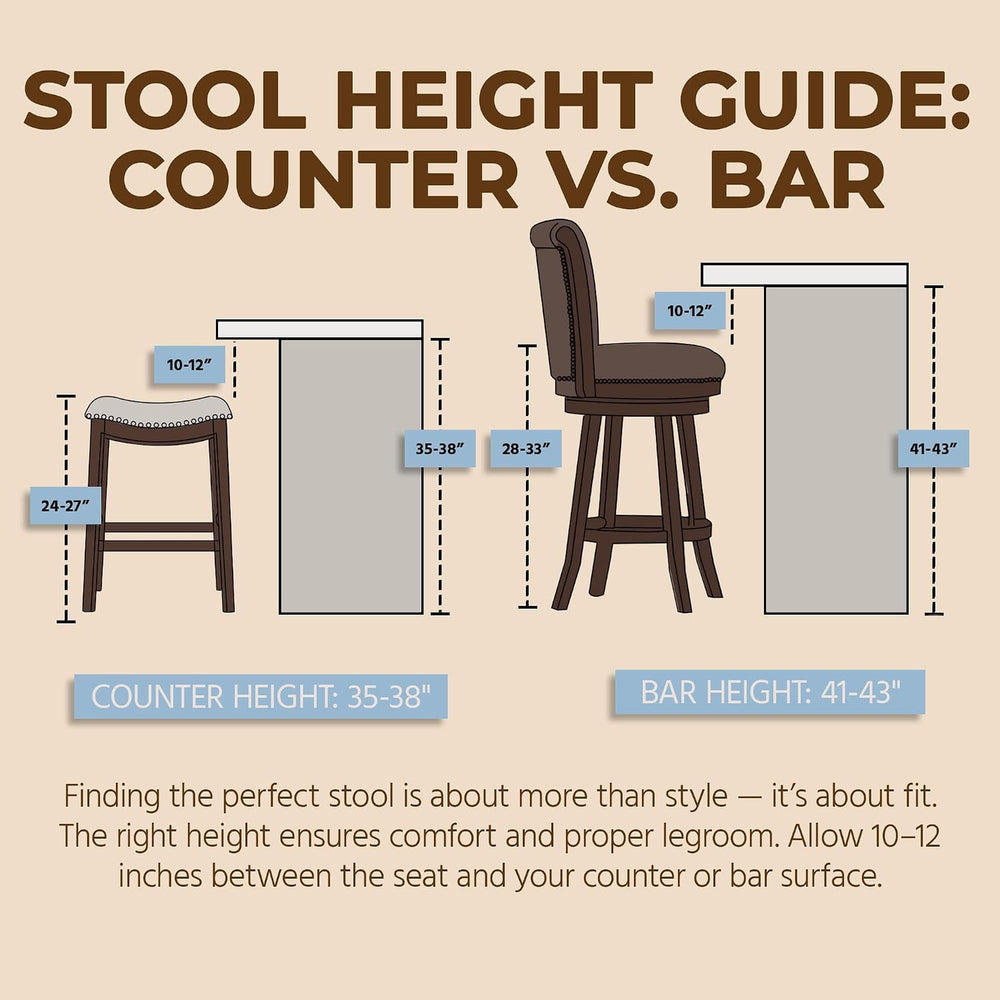 ROME + OAK Runyan 26 Swivel Counter Stool, Set of 3 | Rotating High Back Bars...