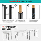 Folding Table Risers for Straight/Bent Leg, Durable Table Leg Extensions 2 Levels/Heights Table Leg Extenders 3.6in | 5.2in - All for Treating Your Back Pain (4-Pack)
