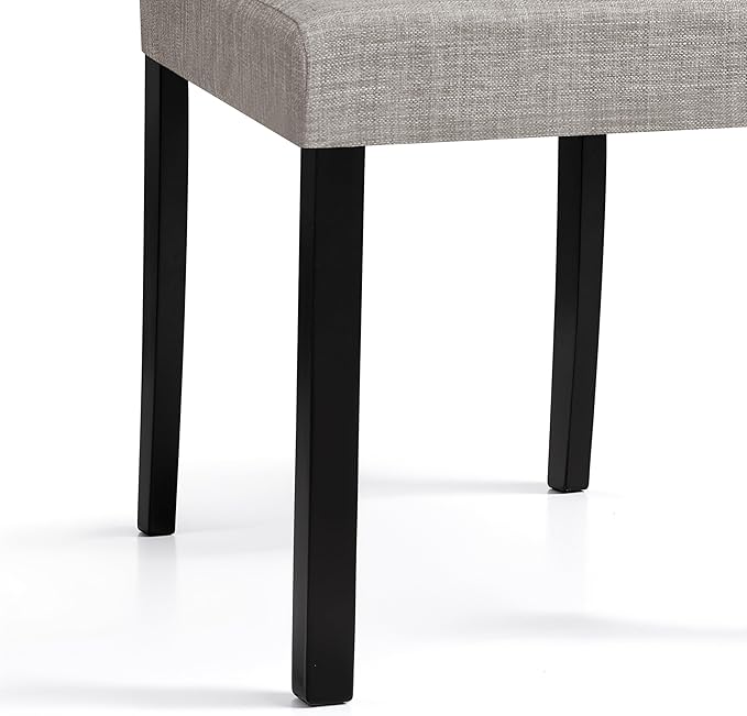 CHUN YI Upholstered Dining Chairs Set of 2, Fabric Dining Room Chairs with Solid Wood Legs, Modern Parson Chairs for Kitchen, Restaurant, Hotel, Light Gray