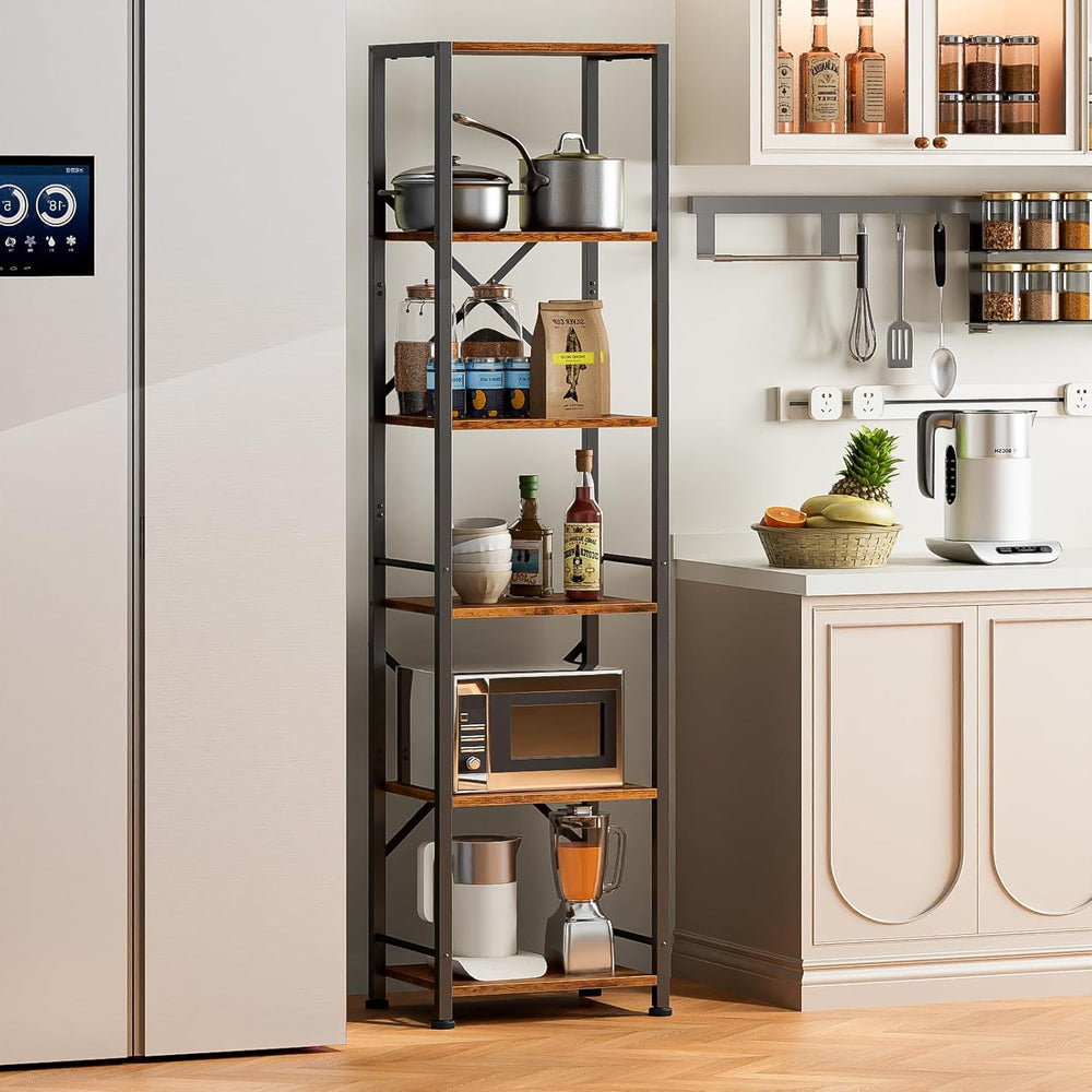 Furologee 6 Tier Tall Bookshelf, Industrial Narrow Bookcase, Display Standing...