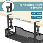 Under Desk Cable Management Tray, No Drill Mesh Desk Cable Tray, Wire Management Tray Cable Management Rack, Wire Organizer and Cable Management Box (Black)
